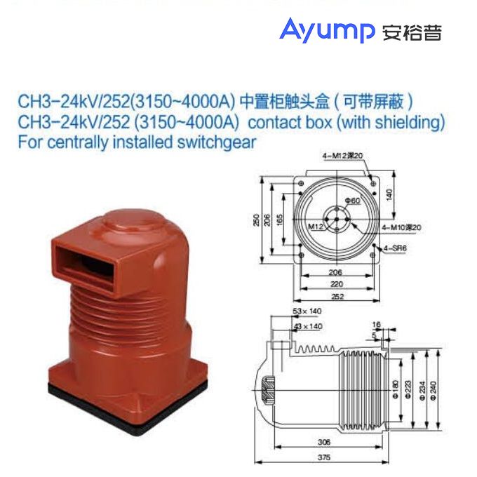 CH3-24kV 252(3150~4000A)中置柜觸頭盒(可帶屏蔽) CH3-24kV 252(3150~4000A)中置柜觸頭盒(可帶屏蔽)